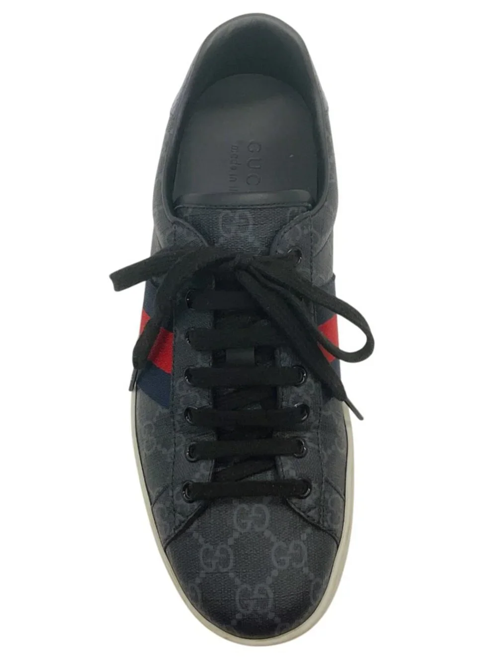 Gucci Men's Black Mono Ace GG Supreme Sneakers